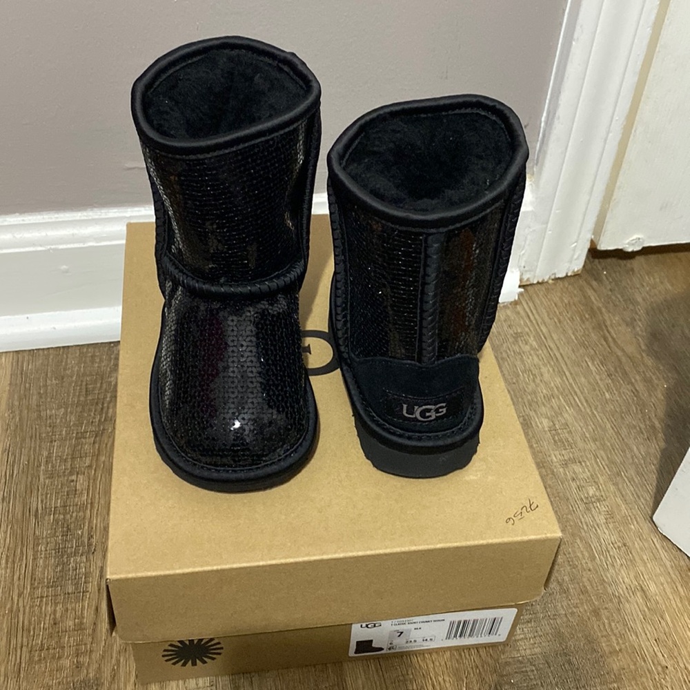 Black sequin Ugg boots